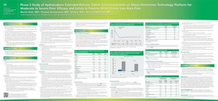 A page from a research paper titled "Phase 3 Study of Hydrochloroquine Extended-Release Tablets Formulated with an Abuse-Determine Technology Platform for Moderate to Severe Pain Efficiency and Safety in Patients with Chronic Low Back Pain". The page is divided into three sections. The first section is titled "Introduction" and has a green header with the title of the paper. Below the header there is a table with three columns. The first column is labeled "Objective" the second column has a list of methods and the third column has two graphs. The graphs show the results of the study with the first graph showing the results and the second graph showing a decrease in the number of patients with chronic low back pain. The table also has a bar graph that shows the percentage of patients who have been diagnosed with the disease with a higher percentage of those who have experienced the disease and a lower percentage. The text on the page provides further information about the study and its results.