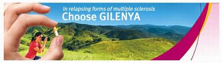 A person's hand holding a pill with the text "In relapsing forms of multiple sclerosis Choose glenda" above it. The background of the image is a beautiful landscape of a green valley with mountains in the distance. The sky is blue and the sun is shining creating a peaceful and serene atmosphere. The person is wearing a red shirt and is holding a camera suggesting that they are taking a photo or taking a picture of the landscape. The image conveys a sense of relaxation and tranquility.