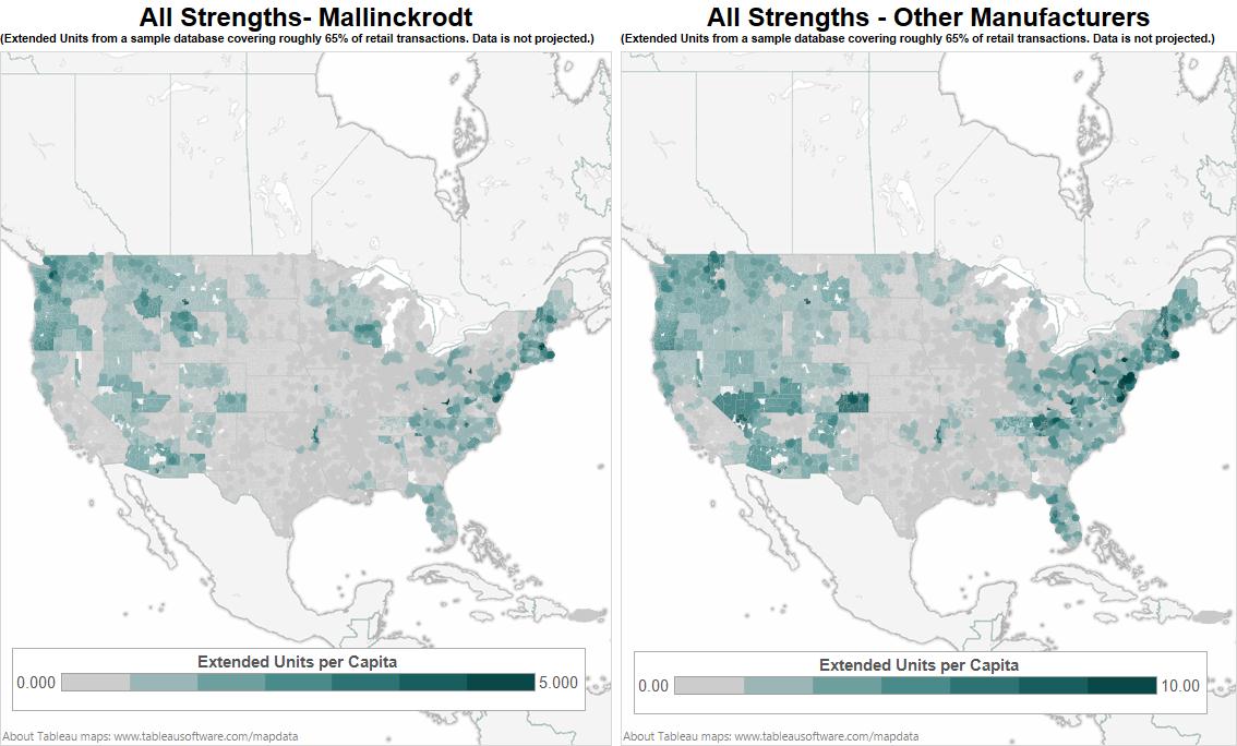 A map of the United States showing the percentage of all strengths and other manufacturers in each state. The map is divided into two sections one for each state and the other for the rest of the country.<br /><br />The map is color-coded with the majority of the states in light blue and the majority in dark blue. The states are labeled with the names of the manufacturers such as "All Strengths" and "Other Manufacturers". The map also shows the extent of the extended units per capita which is represented by a bar graph at the bottom of the map. The bars are labeled as "Extended Units per Capita" and are colored in shades of blue green and gray. The data is presented in a table format with a title at the top that reads "All Strength - Mallinckrodt".<br /><br />Overall the image shows that the map shows that all strengths in the US have increased significantly over time while other manufacturers have decreased significantly.