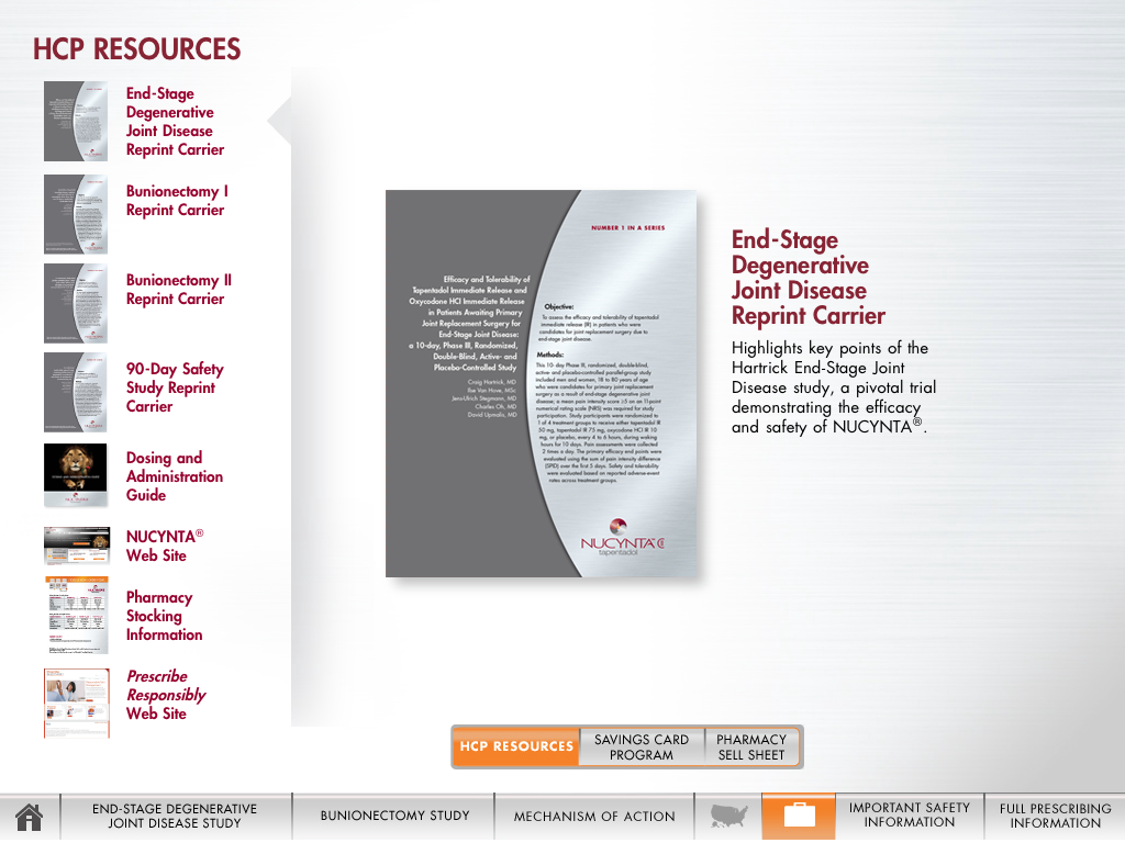 A brochure or flyer for a company called HCP Resources. The brochure is divided into two sections. On the left side there is a title that reads "HCP Resources" in bold black font. Below the title there are several bullet points that provide information about the company's services.<br /><br />The first section of the brochure has a list of resources such as "End-Stage Degenerative Joint Disease Reprint Carrier" "Highlights key points of the HCP Research Study" and "Dosing and Administration Guide". The second section has a brief description of the services offered by the company which is written in black text on a white background. The third section has an image of a person's face and the company logo which appears to be a red circle with a white "H" in the center. The fourth section has information about a company's website such as the company name contact information and a description of its services. <br /><br />At the bottom of the page there has a section titled "Hcp Resources" with a link to a website for more information. There is also a section labeled "Saving Card" and a button to save the page.