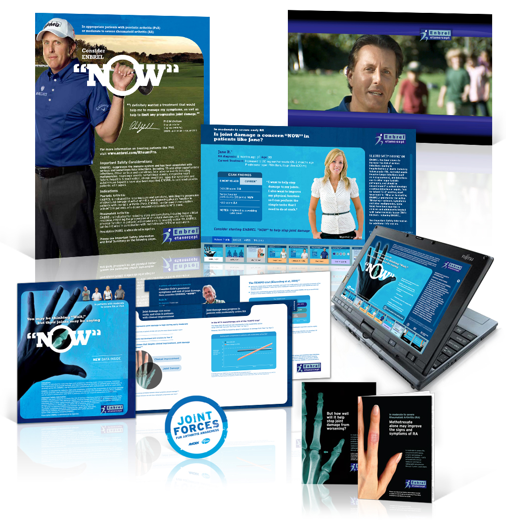 A collection of brochures and flyers for a company called "Joint Forces". The brochures are arranged in a collage-like manner with a laptop on the right side of the image. <br /><br />The first brochure on the left side has a blue background with a photo of a man wearing a blue polo shirt and a baseball cap. The text on the brochure reads "NOW" in white letters. Below the photo there is a blue banner with the company's logo and contact information.<br /><br />In the center of the collage there are several smaller brochures with images and text. The brochure also has a picture of a woman in a white blouse and a man in a blue shirt. On the top right corner of the page there appears to be a large screen with a news article about the company and its services.<br />- There is also a small booklet with a blue and white design on the bottom right corner. The booklet has a logo of a hand with the words "JOINT FORCES" written on it.