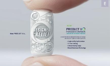 A hand holding a small white object with the words "DESIGNED RELIEF" written on it in a cursive font. The object appears to be made of a smooth glossy material and has a circular shape with a small hole in the center. The background is blurred but it seems to be a light grey color. On the right side of the image there is a text that reads "NEW PRODUCT X" in a larger font size than the rest of the text. Below the text there are three smaller text boxes that read "Product X" "Product Description" and "Product Details". The text boxes are arranged in a grid-like pattern with each box containing information about the product. The overall design of the object is modern and minimalist.