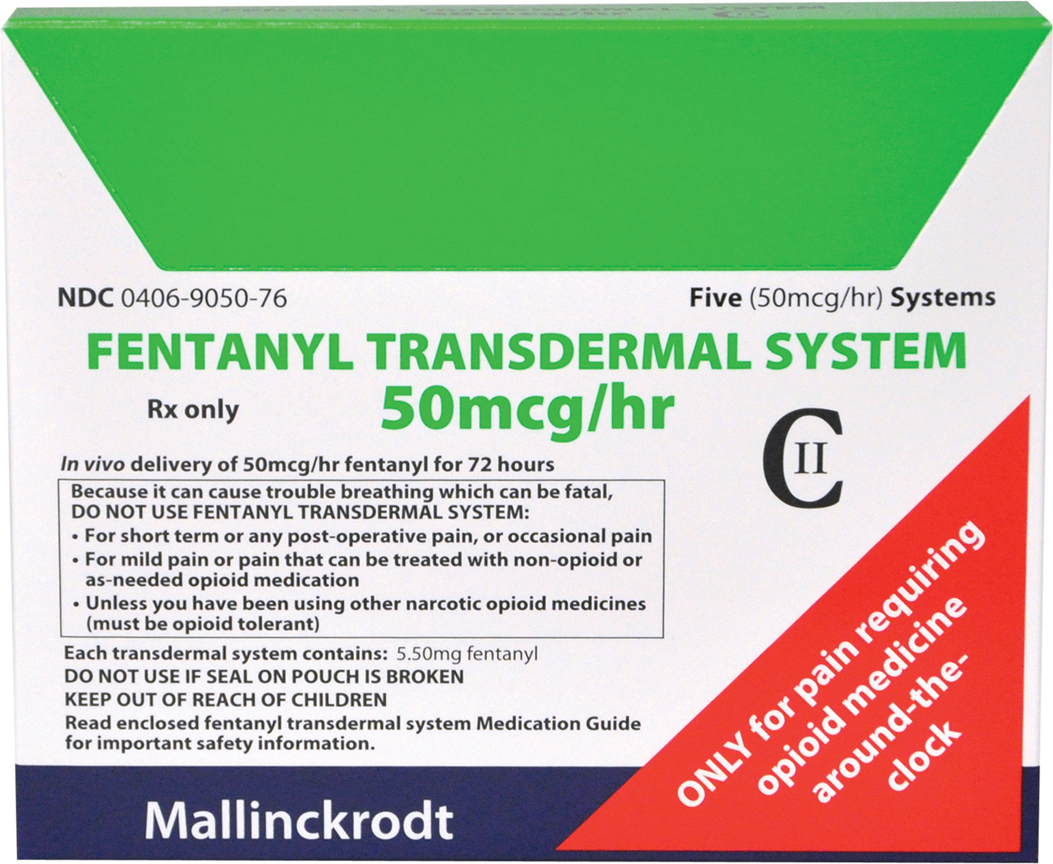 A product label for a Fentanyl Transdermal System. The label is rectangular in shape and has a green background with white text. The top of the label has the brand name "NDC 0406-9050-76" and the number "5" in bold letters. Below that there is a description of the product which states that it is a 50mg/hr fentanyl for 72 hours. <br /><br />The label also mentions that the product is available for pain requiring opioid medication around the clock. The text on the label states that the medication is not available in the United States and that it can be used for pain relief. There is also a note on the bottom right corner that says "Only for pain-related opioid medicine."<br /><br />Overall the label is designed to provide information about the product and its benefits.