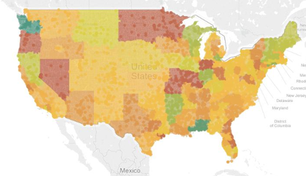 A map of the United States showing the percentage of people living in each state. The map is color-coded with different shades of orange representing different areas of the country. The states are labeled with their respective names such as Mexico New Jersey Maryland and the District of Columbia. The map also shows the major cities and towns within each state with the majority of them in orange and the majority in green. The majority of the states are in red indicating that they are in the state of New Jersey. The colors range from light orange to dark green with some areas in yellow and others in orange. The percentages range from 0-100% with the highest percentage being in Mexico and the lowest percentage being at the bottom of the map. - The map also includes a legend that explains the different colors and symbols used to represent the different states.