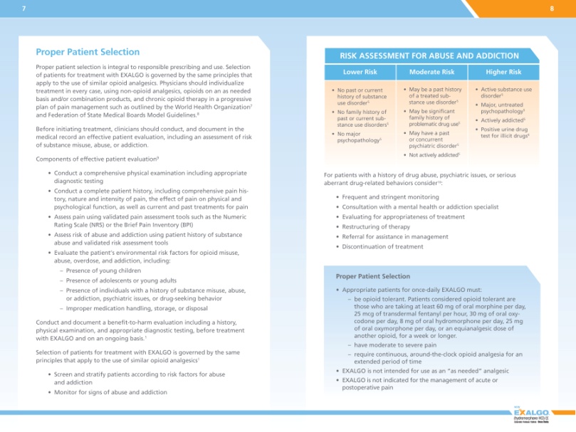 A slide from a presentation on risk assessment for abuse and addiction. It is divided into two sections. <br /><br />On the left side of the slide there is a title that reads "Proper Patient Selection" and below it there are two bullet points that explain the different types of patient selection options. The first bullet point explains that the patient selection option is responsible for responsible prescribing and selection while the second bullet point provides information about the risk assessment process.<br /><br />The slide also has a section titled "Risk Assessment for Abuse and Addiction" which provides further details about the risks associated with each option. The bullet points are:<br /><br />- Lower Risk: Moderate Risk: Higher Risk: For patients with a history of abuse psychiatric issues or serious issues and for those with severe mental health issues. The risk assessment is designed to assess the severity of the situation and provide a comprehensive overview of the risks and how to assess them. The slide also includes a brief description of the options and how they can be used to assess whether or not the risks are related to the treatment or treatment of the patient.