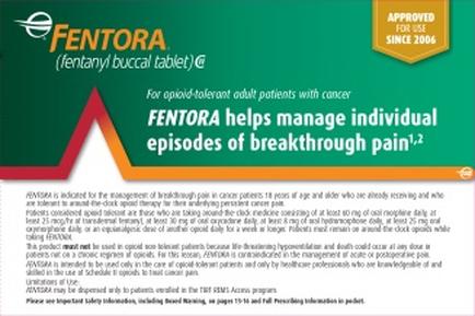 An advertisement for mentor (fentanyl buccal tablet) for opioid-tolerant adult patients with cancer. The advertisement is promoting the company's services to help manage individual episodes of breakthrough pain. The background of the image is green and the text is in white and orange. The company's logo is in the top left corner and there is a yellow banner at the top right corner that reads "Approved for use since 2006". Below the logo there is an orange arrow pointing upwards indicating that the company is approved for use. The text on the image states that the product is available for use in the treatment of headache pain in cancer patients aged 18 years and older who are already receiving and who are not eligible for the treatment. It also mentions that it is available to use in hospitals clinics and other medical facilities.