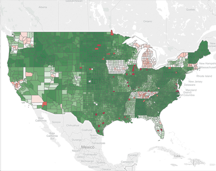 A map of the United States of America showing the percentage of people living in each state. The map is color-coded with different shades of green representing different areas of the country. The majority of the map is green with some areas in red and others in white. The red areas represent areas of urban development while the white areas represent land use. The map also shows the major cities and towns within the country including New York City New Jersey New York and New York. There are also some major highways and highways visible in the map as well as major cities such as New York and New Jersey. The cities are labeled with their respective names such as "New York" and "New Jersey." Overall the map shows that the majority of people in the US are living in different areas with the majority in green and the rest in white indicating that they are in different regions.