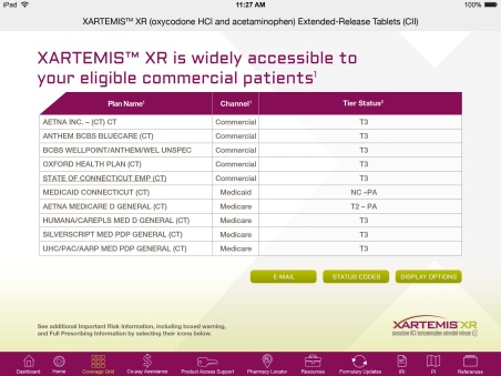 A screenshot of a webpage from the XARTEMIS® XR website. The webpage is titled "Xartemis™ XR is widely accessible to your eligible commercial patients" and has a title at the top that reads "Extended-Release Tablets (CII)". Below the title there is a table with three columns - Plan Name Channel Tier Status and Status Code. The table is divided into three columns. <br /><br />The first column lists the names of the patients who are eligible for the XRTEMIST® Xu the channel and the tier status. The channel is listed as "Commercial" and the channel is "Commercial". The channel has a list of the names and the status code which is "T3". The status code is "Status Code".<br /><br />At the bottom of the page there are several buttons for the user to navigate through the page. The page also has a navigation bar at the bottom with links to different sections of the website.