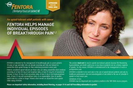 An advertisement for mentor a company that helps manage individual episodes of breakthrough pain. The advertisement features a photo of a woman with curly hair wearing a gray sweater smiling at the camera. The background is blurred but it appears to be an outdoor setting with trees and greenery. On the left side of the image there is a green banner with the company's logo and text that reads "mentor Helps Manage Individual Episodes of Breakthrough Pain". On the right side there are two smaller text boxes with information about the company and its services. The text boxes are in orange and green colors and the overall design is modern and professional.