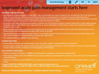 An infographic that explains the benefits of improved acute pain management. It has a yellow background with black text. The title of the infographic is "Improved Acute Pain Management Starts Here" at the top. Below the title there is a subtitle that reads "Warnings and Precautions" in bold black font. <br /><br />The infographic also includes information about the risks associated with acute pain such as increased risk of heart disease increased pain levels and decreased risk of inflammation. It also mentions that the treatment can be used to treat acute pain and that it can help to reduce the risk of developing acute pain.<br /><br />At the bottom of the image there are two bullet points that explain the benefits and how to use the treatment. The first bullet point explains that acute pain can lead to a decrease in the overall health and well-being of the patient while the second bullet point provides information on how to prevent the spread of the disease and how it can affect the overall  health of the body. The infographic also has a logo of OFIRMEV a company that provides full-prepared information including complete boxed warning.