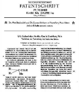 A scanned copy of a patent document titled "Reichspatteitamt Patentschrift M 71069 Klasse 12p Gruppe 104". The document is written in German and appears to be a technical document. The title is written at the top of the page in black text. Below the title there is a subtitle in German that reads "Dr. M.M. Bockwahl and Dr. Günstler Ehrhardt in Freiburg Main-Höhest".