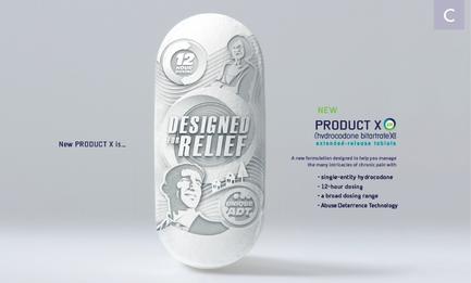 A product advertisement for a product called "Designed for Relief". The product is in the shape of an oval and is white in color. The oval has a circular design with a black and white illustration of a man's face in the center. The illustration is surrounded by a wavy pattern. On the left side of the oval there is text that reads "12-hour relief" and on the right side there are two smaller illustrations of a woman's face. The text on the oval reads "New Product X" and "Product X" respectively. The text below the oval explains that the product is a new product designed to help relieve pain and discomfort. It also mentions that it is a single-dose hyaluronic acid which is known for its ability to reduce inflammation and improve overall health. There is also a text box on the bottom right corner of the image that explains the product's features and benefits. The overall design is modern and minimalist with a clean and professional look.